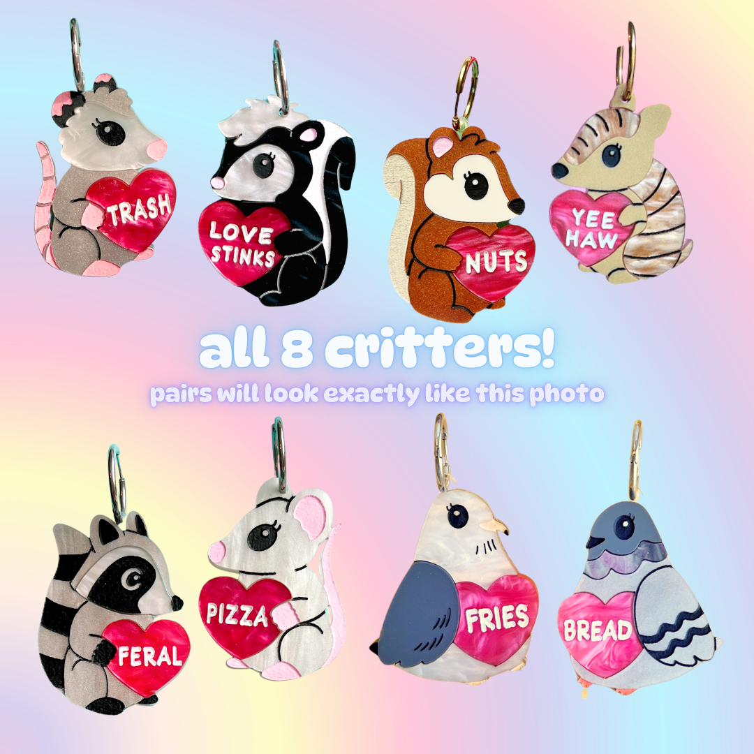 **All 8** Valentine critter earrings