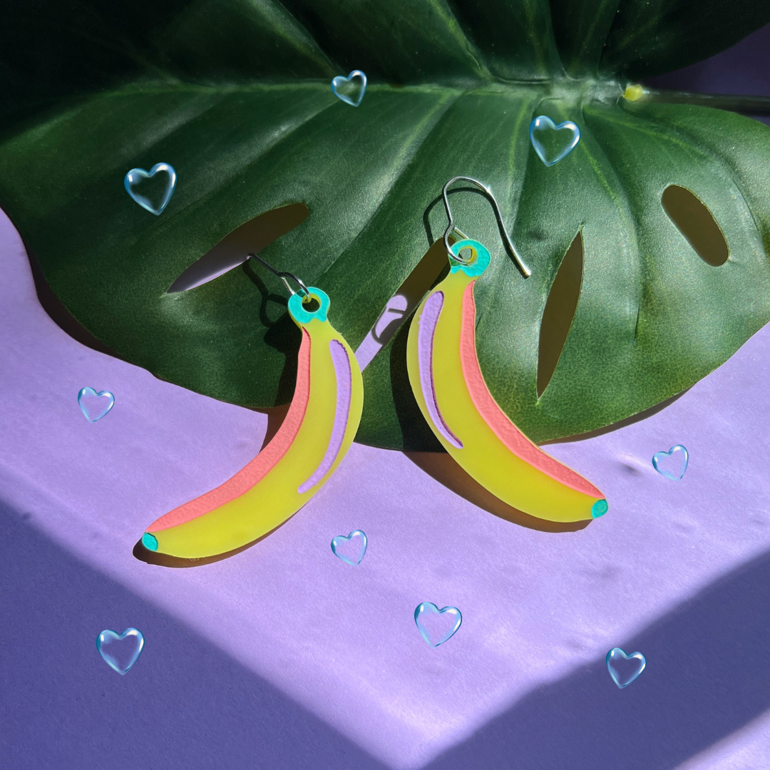 Funky banana earrings