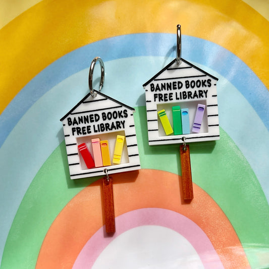 Banned Books Free Library earrings