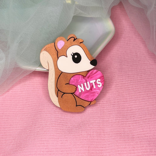 Nuts squirrel brooch or magnet