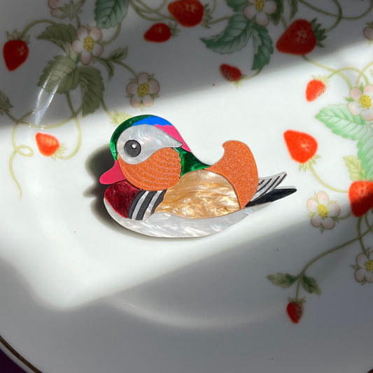 Mandarin duck brooch or magnet