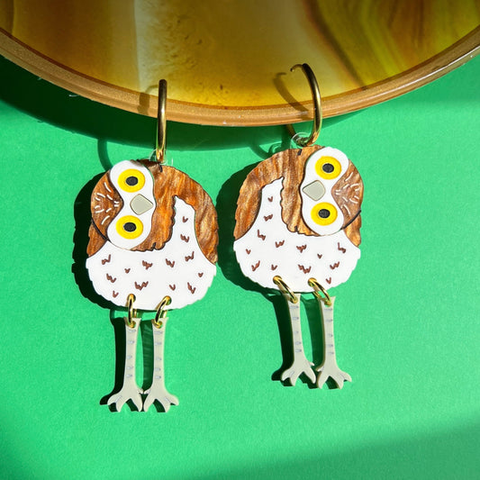 Burrowing owl earrings
