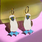 Blue footed booby earrings