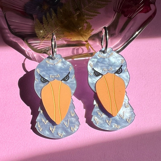 Shoebill stork earrings