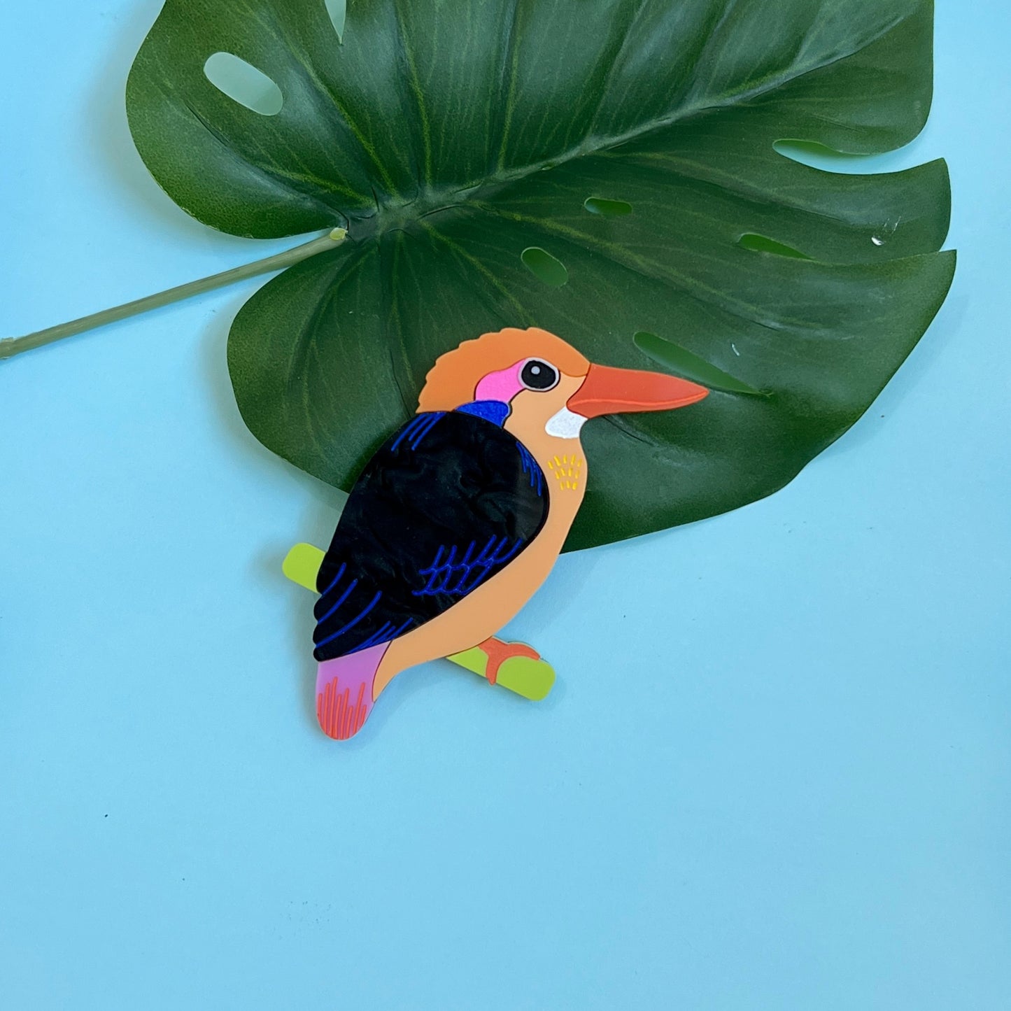 Dwarf kingfisher brooch or magnet