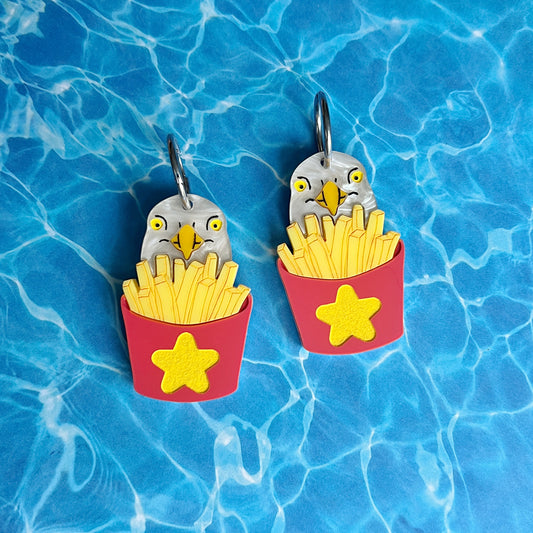 Seagull with fries earrings