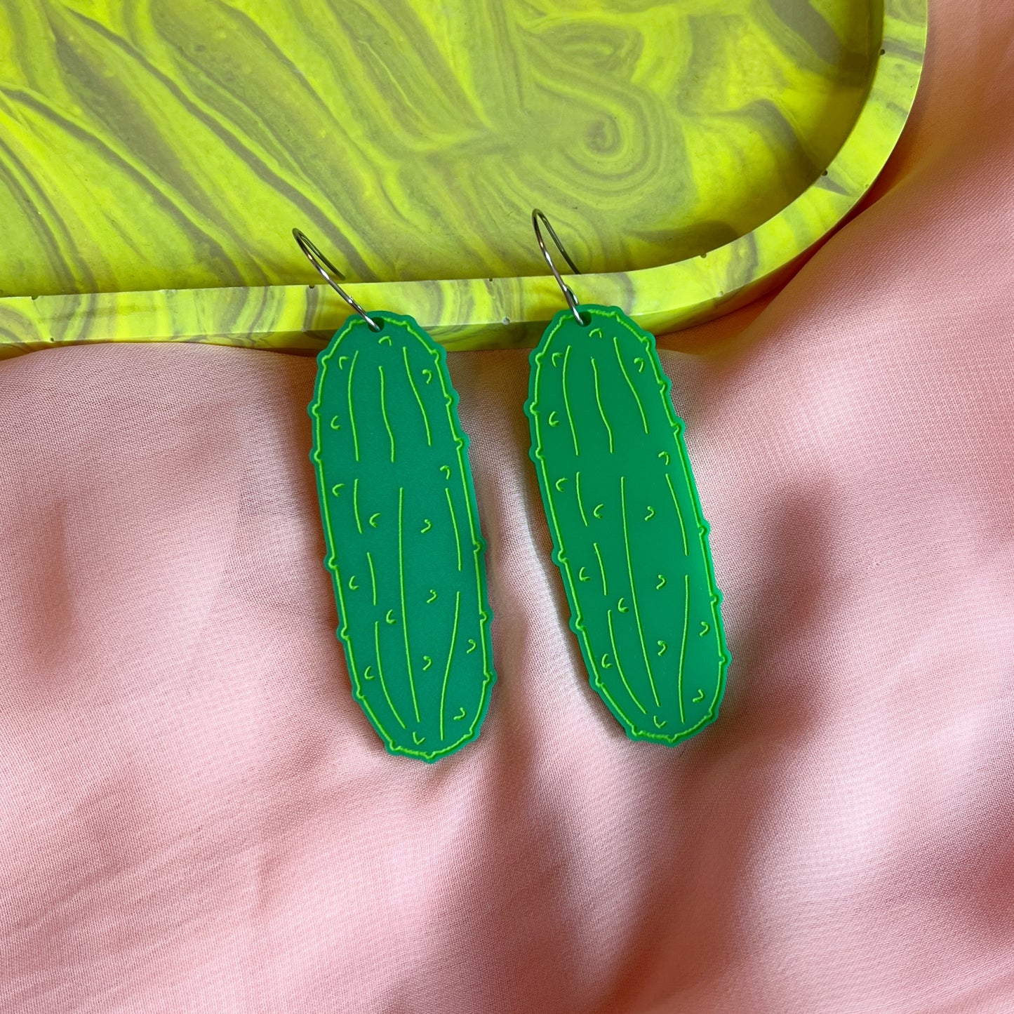 Dill pickle earrings