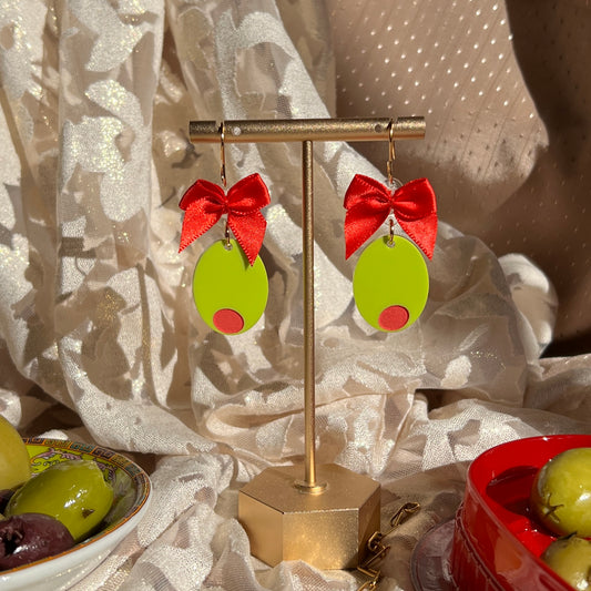 Coquette olive earrings