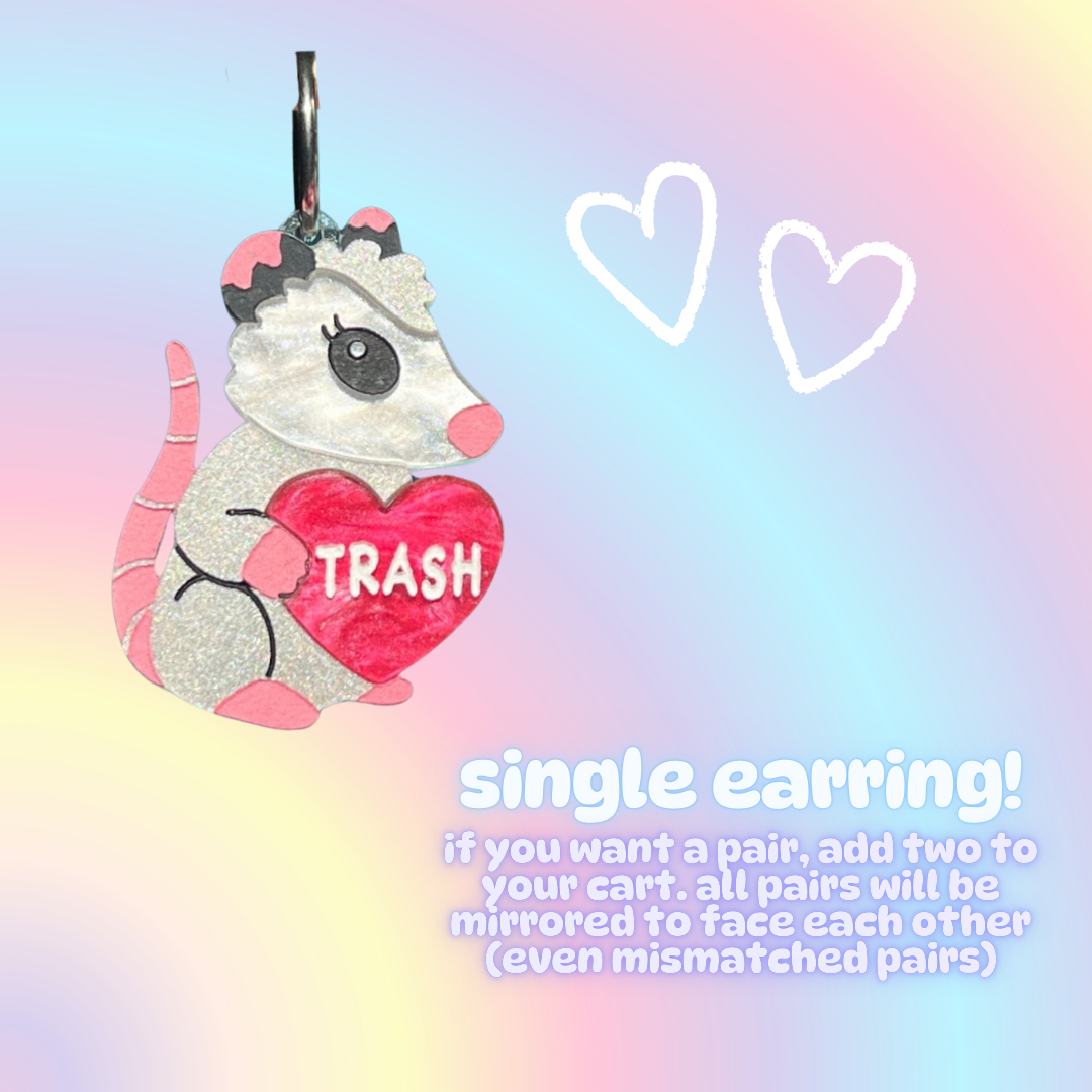 Trash opossum *single earring*