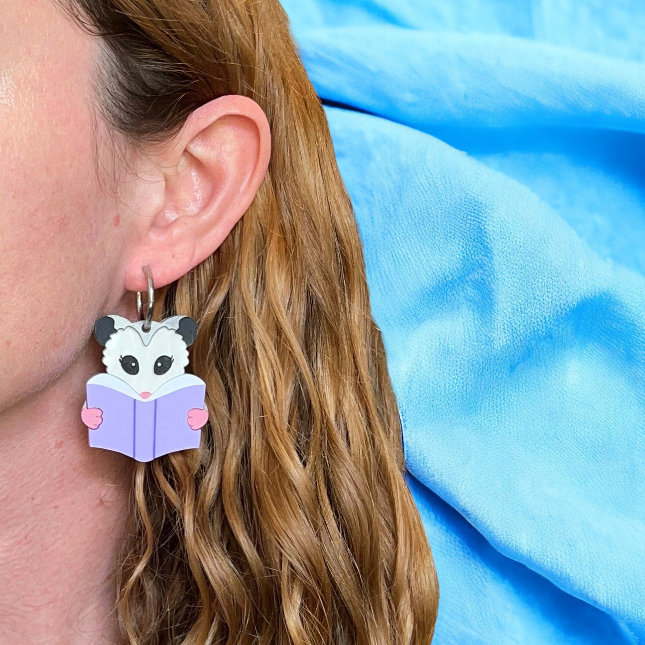 Mix & match reading raccoon/opossum earrings