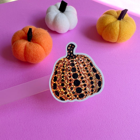 Glitter polka dot pumpkin sticker